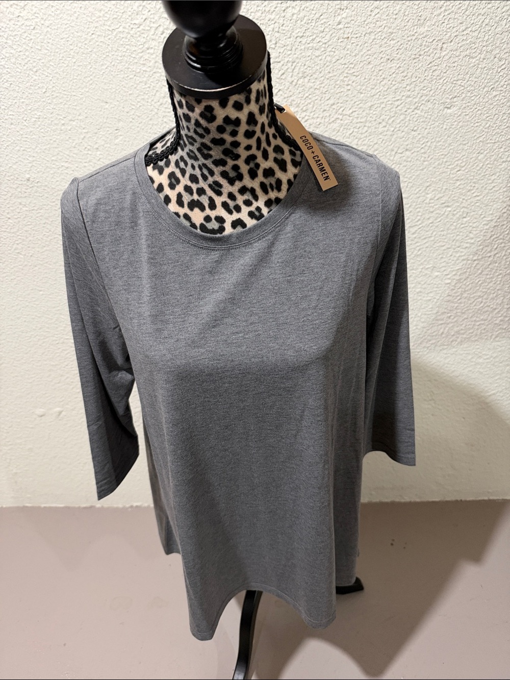 Coco + Carmen Heather Gray Long Sleeve Crewneck Top